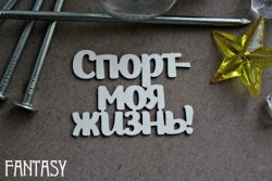 Чипборд Fantasy надпись "Спорт-моя жизнь 1063" размер 5,6*4 см