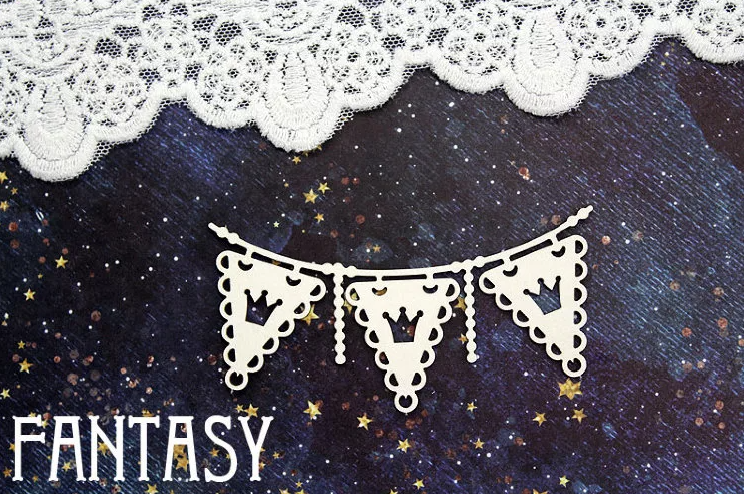 Чипборд Fantasy "Растяжка с флажками 1439" размер 8*3 см
