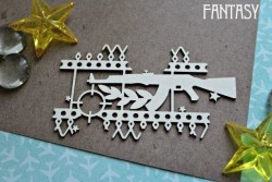 Чипборд Fantasy "Орнамент с автоматом 1185» размер 8,8*5 см