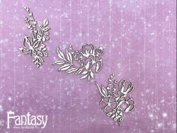 Чипборд Fantasy «Снежные объятия (Набор цветков хлопка) 3073» размер от 3,2*6,4 см до 5,4*4 см