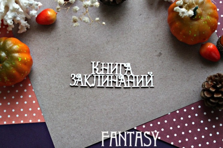 Чипборд Fantasy "Надпись Книга заклинаний 897 " размер 8,7*2,7 см