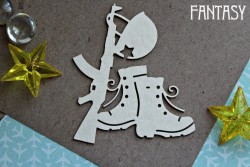 Чипборд Fantasy "Ботинки, каска, автомат 1195» размер 8,8*5 см