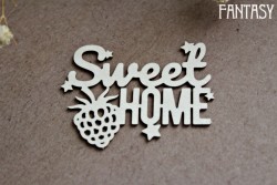 Чипборд Fantasy надпись "Sweet home 1250" размер 5,3*4 см