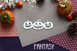 Чипборд Fantasy "Три тыквы в сцепке 873" размер 10*3,5 см