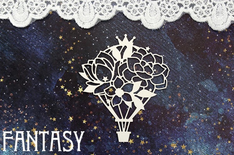 Чипборд Fantasy "Цветочный воздушный шар 1420" размер 8,7*7 см