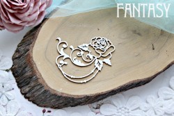 Чипборд Fantasy "Роза с завитком 735" размер 7.5*6 см