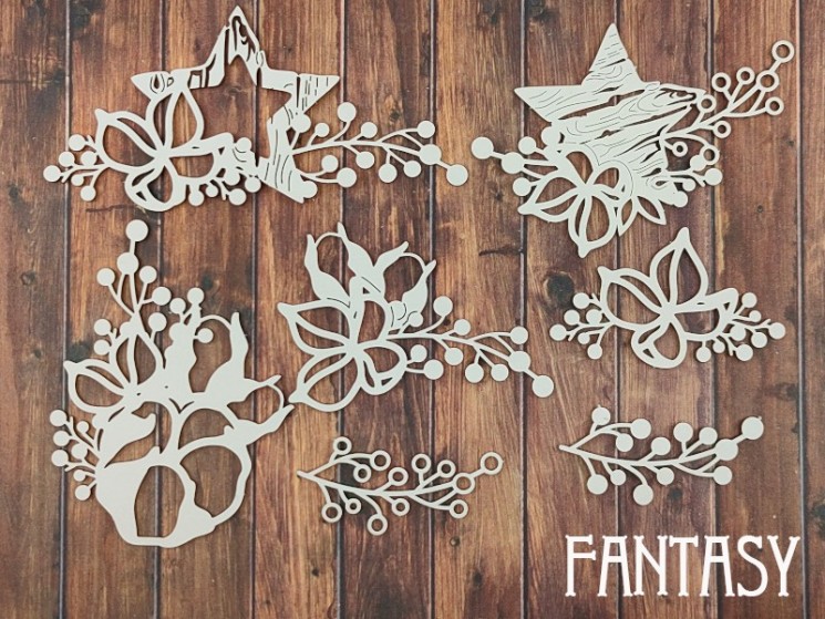 Чипборд Fantasy набор «Уютная зима 2350» размеры от 1,9*4,6 см до 4,5*9,5 см