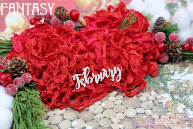 Чипборд Fantasy надпись "February 1606" размер 6,3*2,5см