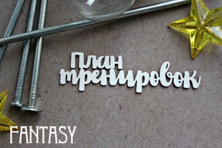 Чипборд Fantasy надпись "План тренировок 1070" размер 2,3*8 см