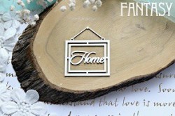 Чипборд Fantasy надпись в рамке "Home 602", размер 6,3*5,5 см