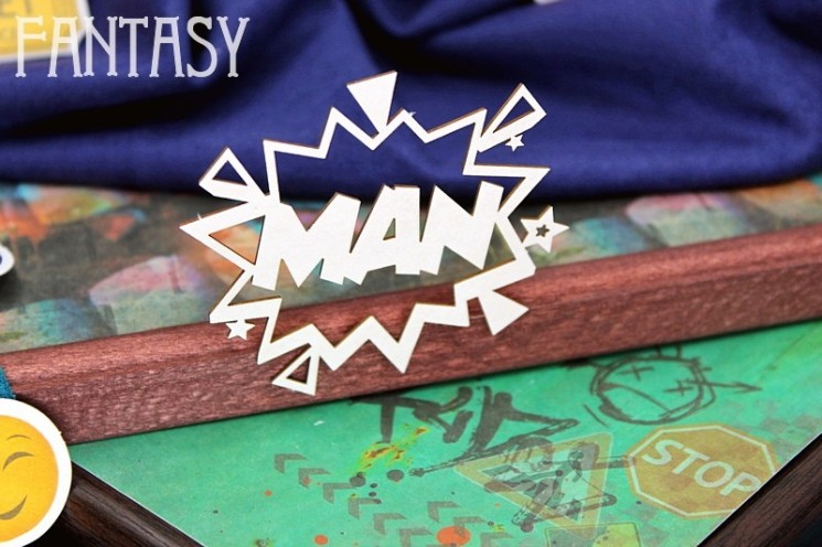 Чипборд Fantasy Комикс "MAN 2056" размер 6,2*5,6см