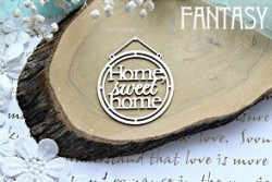 Чипборд Fantasy надпись в рамке "Home, sweet home 601", размер 7,3*6,1 см