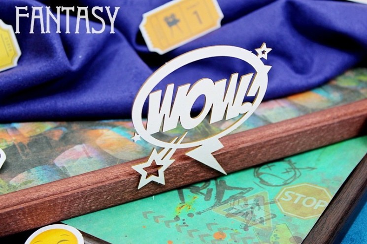 Чипборд Fantasy Комикс "WOW! 2077" размер 6,7*6,6см