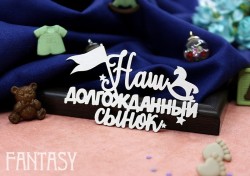 Чипборд Fantasy "Надпись «Наш долгожданный сынок» 2202" размер 7,3*4,5см