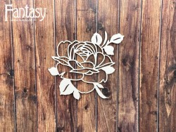 Чипборд Fantasy «Роза с листочками 2614» размер 6,5*7,2 см