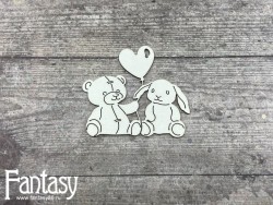 Чипборд Fantasy «Мамино счастье (Зайка и мишка с шариком 3264)» размер 6,5*7,1 см
