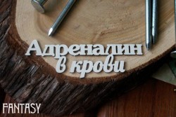 Чипборд надпись "Адреналин в крови", размер 8*2.5 см