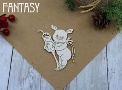 Чипборд Fantasy "Свинка с коктейлем 646" размер 5*6 см