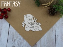Чипборд Fantasy "Свинка с мешком игрушек 658" размер 5.5*5 см