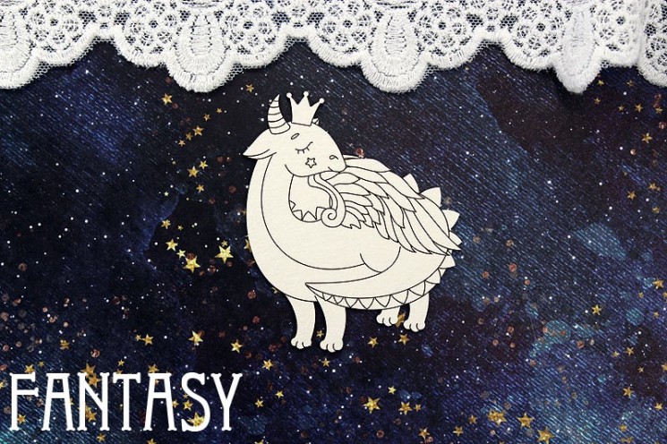 Чипборд Fantasy "Дракон с короной 1388" размер 5,4*7 см
