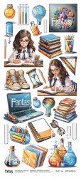 Тканевый лист для вырезания FANTASY "Школьные истории - 5" размер 12*27 см