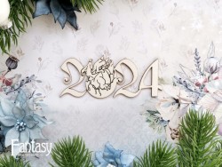 Чипборд Fantasy "Надпись 2024, 3030 », картон 1,5 мм, размер 6,6*3 см