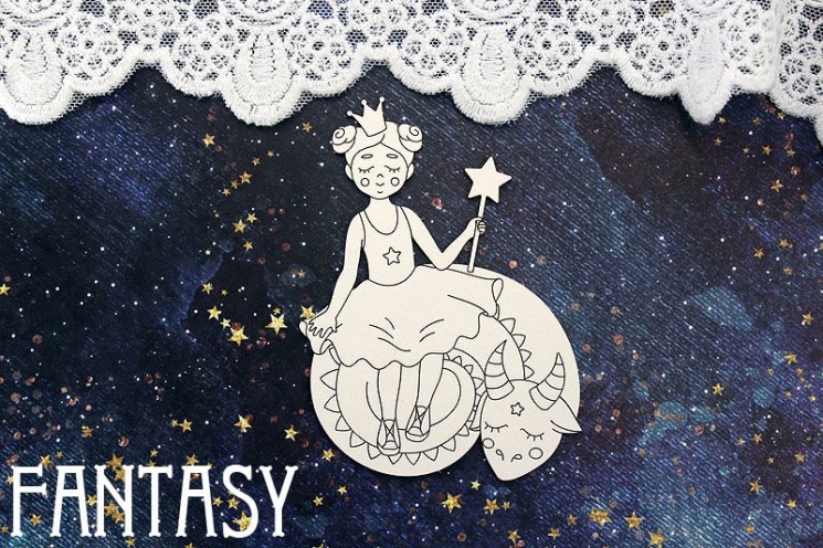 Чипборд Fantasy "Принцесса с драконом 1434" размер 8,5*6 см
