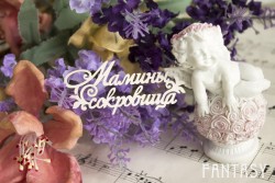 Чипборд Fantasy надпись "Мамины сокровища 065" размер 6.5*2.5 см