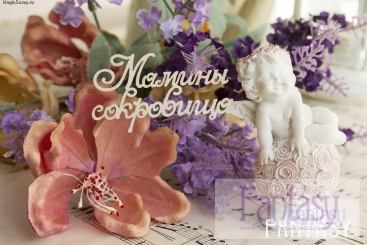 Чипборд Fantasy надпись "Мамины сокровища 066" размер 6*3 см